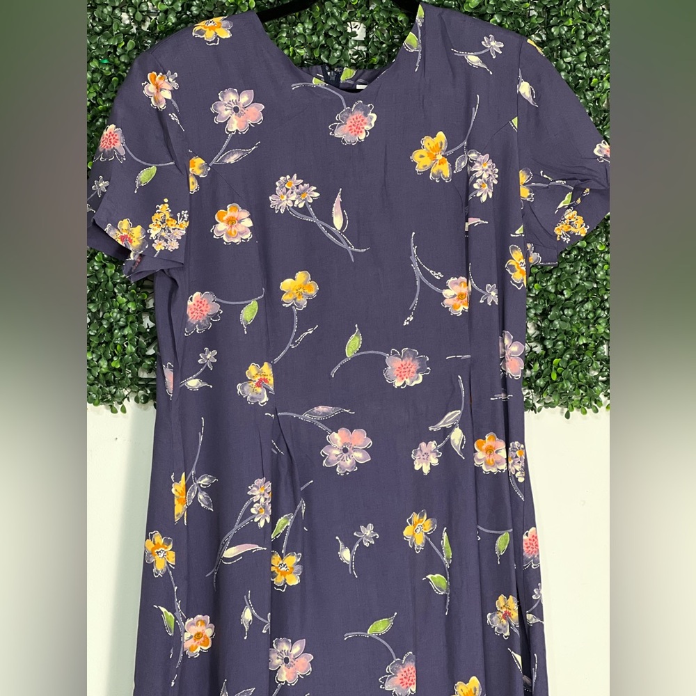 Talbots Vintage Floral Blue Maxi Cottagecore Dress Size 14 - Picture 2 of 12